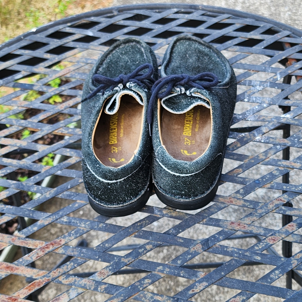 Birkenstock Pasadena‎ Black Suede Lace Up Moc Toe Shoes Women’s 37 / US 6 - Picture 7 of 11